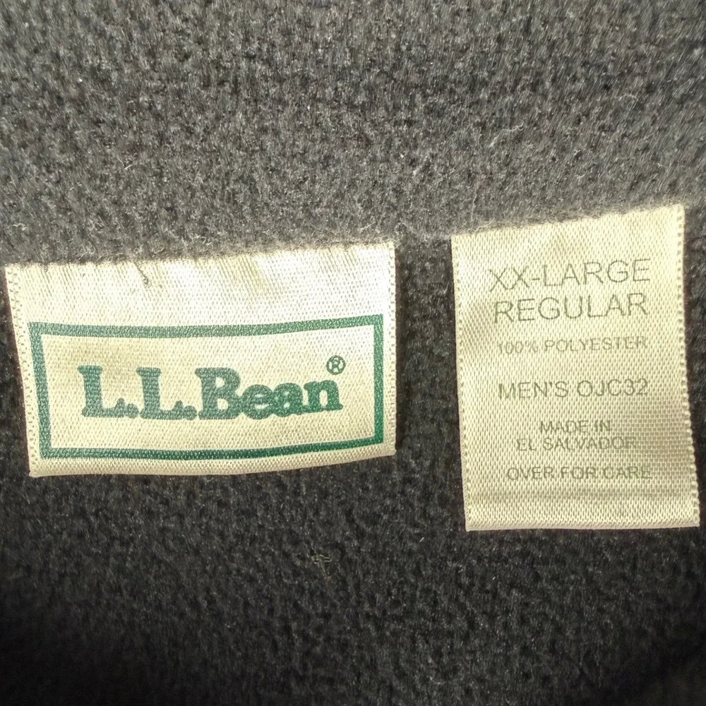 LL Bean Mens XXL Black‎ Fleece Pullover Quarter Zip Jacket Outdoor